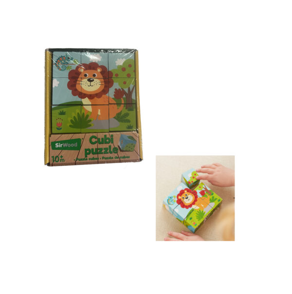 Globo 42392 SirWood Cubi Puzzle in Legno Animali Età 10m+