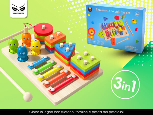 Mood Game ST7575 Gioco in legno 3 in 1 Montessori Giocattoli Età 3+ - immagine 6