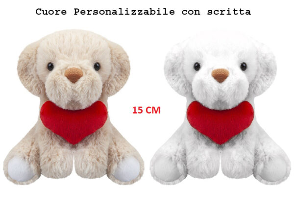 Peluche Cagnolino con cuore rosso H.15cm - immagine 2