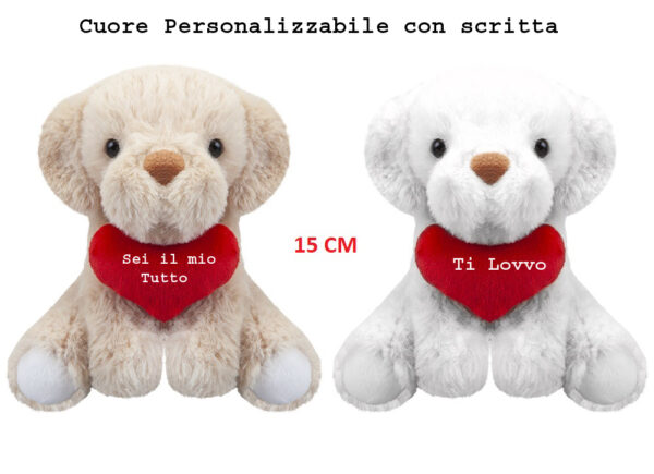 Peluche Cagnolino con cuore rosso H.15cm - immagine 3